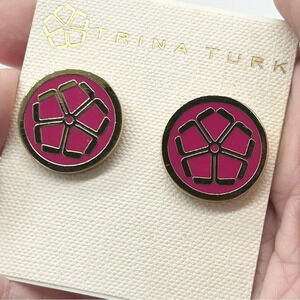 Trina Turk Pink Meddalion Earrings NWT